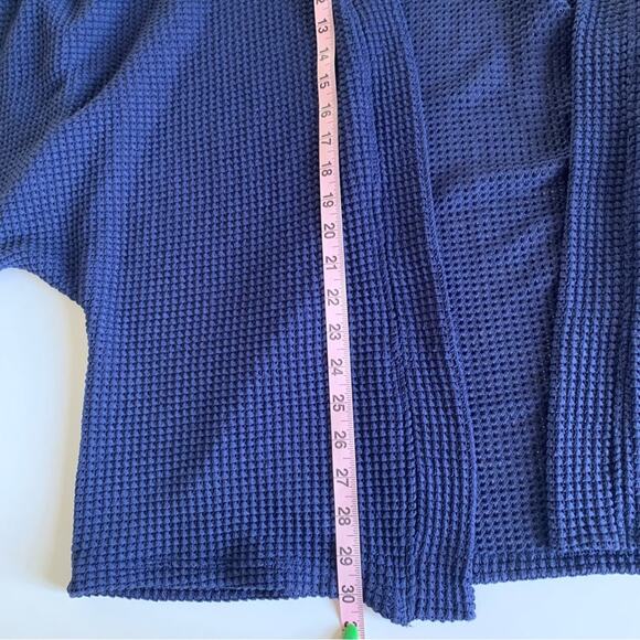 Free People Navy Blue Knit Thermal Shrug Open Front Cardigan Sweater One Size - Picture 5 of 6